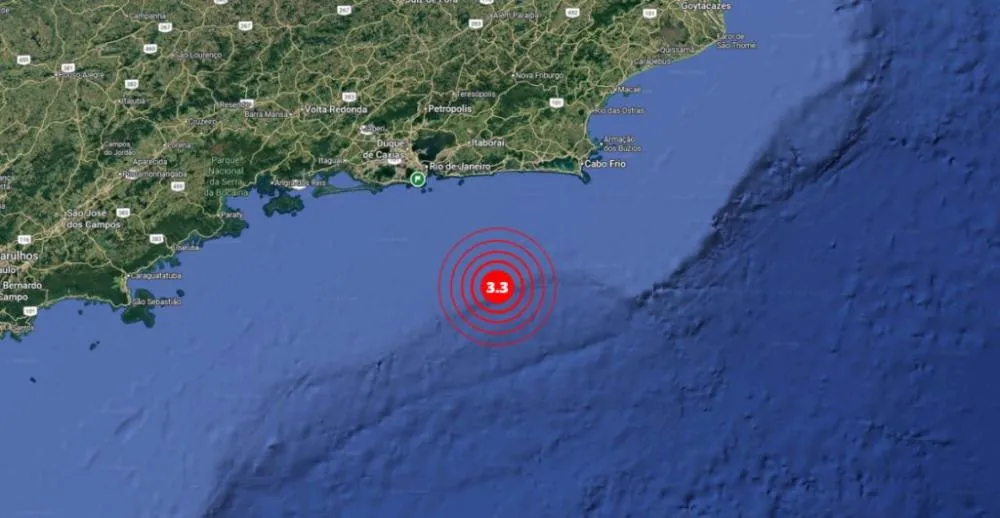 Tremor de terra de magnitude 3,3 é registrado na costa do Rio próximo a Maricá